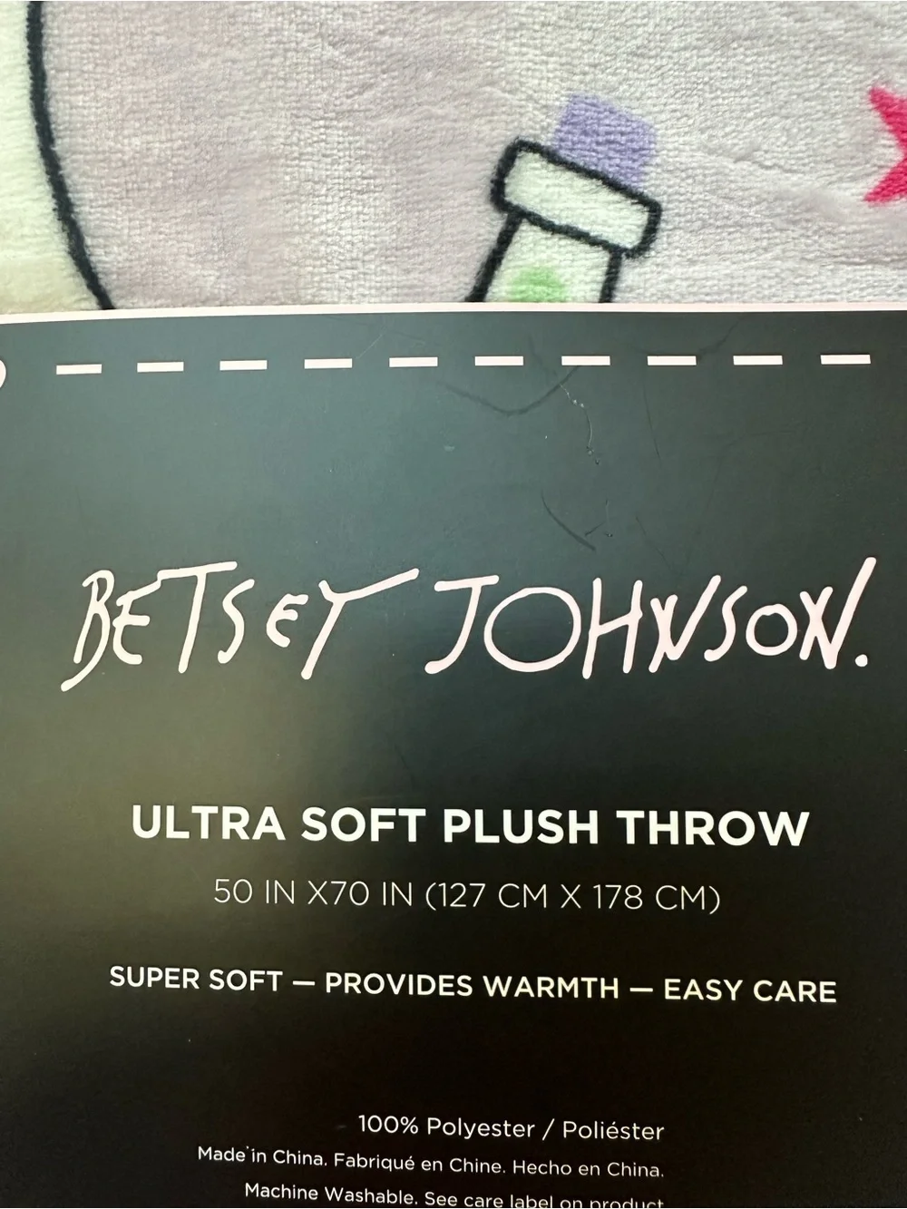 NWT Betsey Johnson Halloween Ultra Soft Plush Throw Blanket 50x70 Purple Spooky